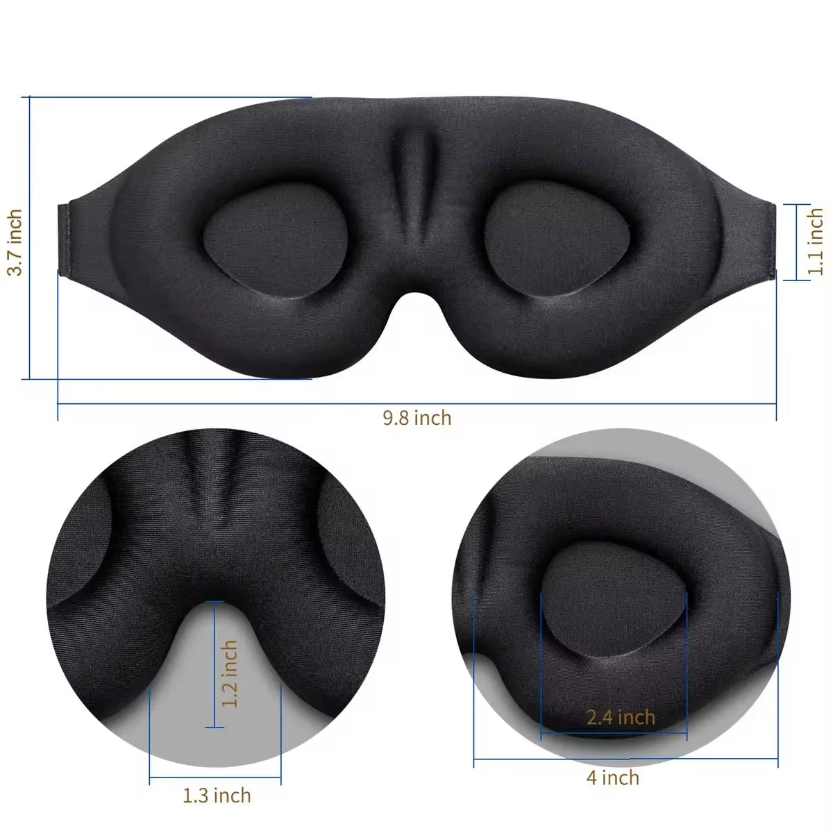 Eye Mask for Sleeping 3D Contoured Cup Blindfold Concave Molded Night Sleep Mask Block Out Light with Women Men with Earplugs